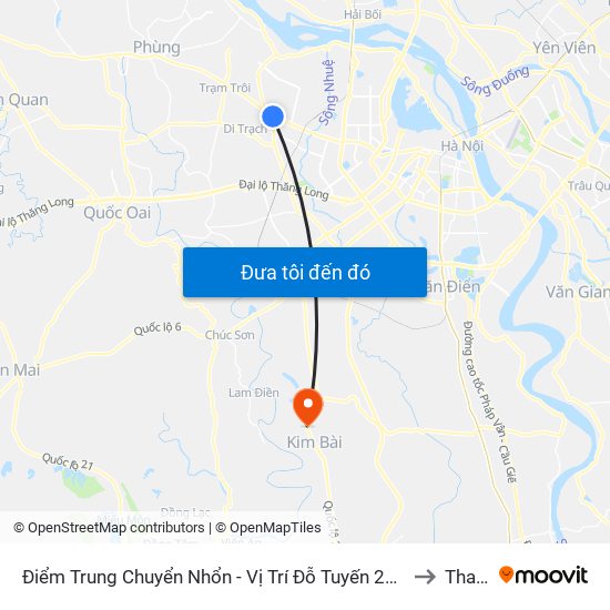 Điểm Trung Chuyển Nhổn - Vị Trí Đỗ Tuyến 20, 29, 32 (Chiều Sơn Tây - Hà Nội)- Đường 32 to Thanh Mai map