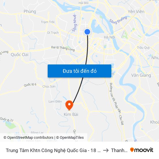Trung Tâm Khtn Công Nghệ Quốc Gia - 18 Hoàng Quốc Việt to Thanh Mai map