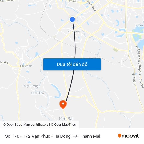 Số 170 - 172 Vạn Phúc - Hà Đông to Thanh Mai map