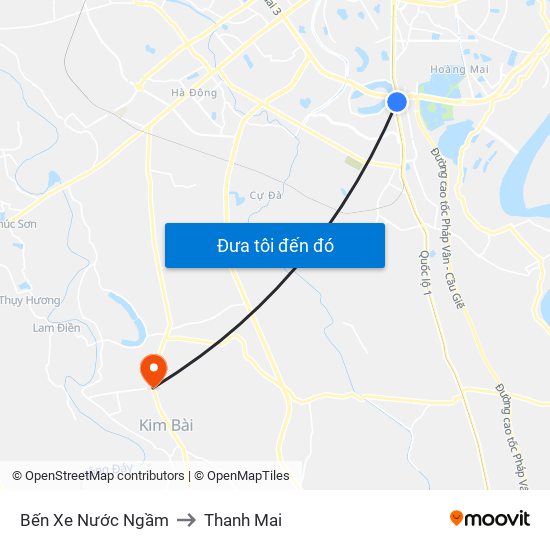 Bến Xe Nước Ngầm to Thanh Mai map