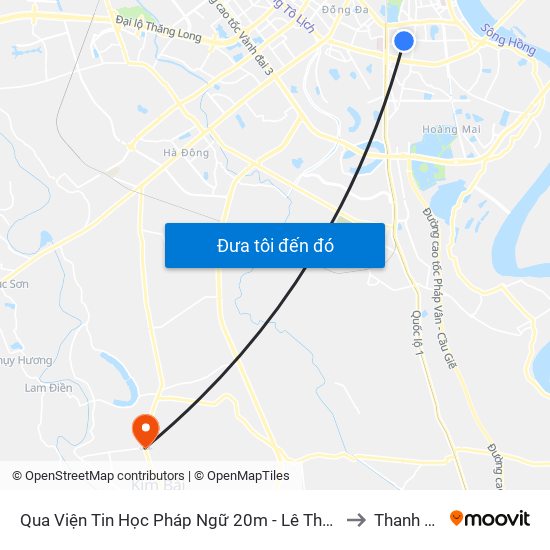 Qua Viện Tin Học Pháp Ngữ 20m - Lê Thanh Nghị to Thanh Mai map