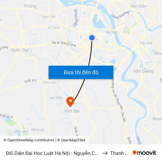 Đối Diện Đại Học Luật Hà Nội - Nguyễn Chí Thanh to Thanh Mai map