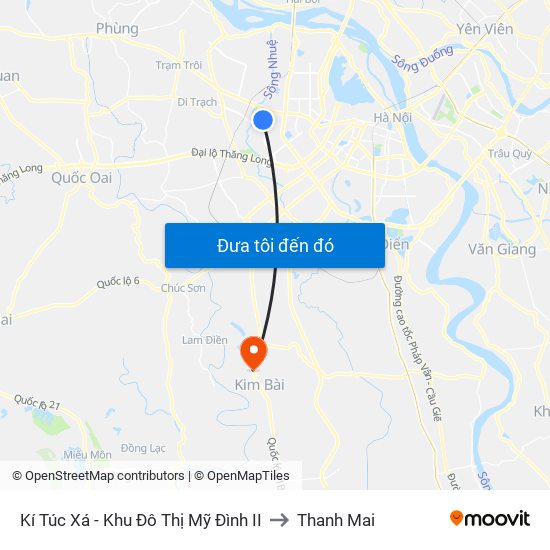 Kí Túc Xá - Khu Đô Thị Mỹ Đình II to Thanh Mai map