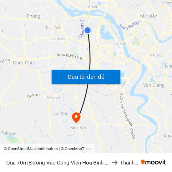 Qua 70m Đường Vào Công Viên Hòa Bình - Phạm Văn Đồng to Thanh Mai map