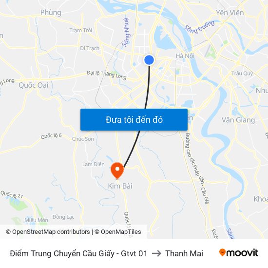 Điểm Trung Chuyển Cầu Giấy - Gtvt 01 to Thanh Mai map