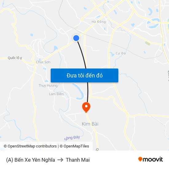 (A) Bến Xe Yên Nghĩa to Thanh Mai map