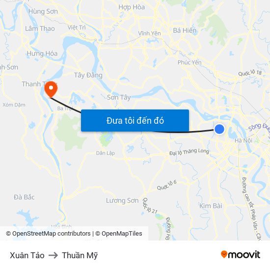 Xuân Tảo to Thuần Mỹ map