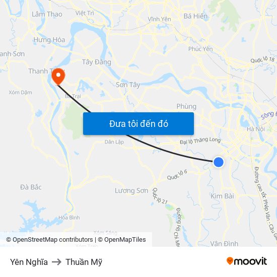 Yên Nghĩa to Thuần Mỹ map