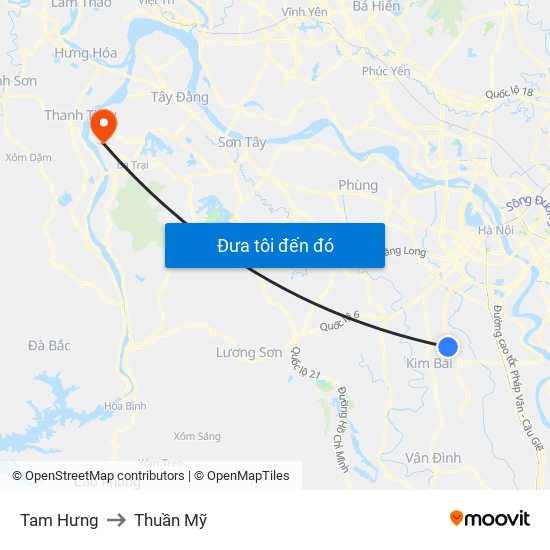 Tam Hưng to Thuần Mỹ map