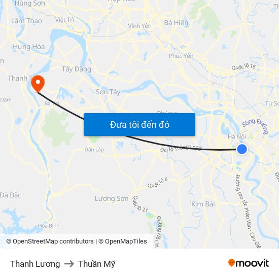 Thanh Lương to Thuần Mỹ map