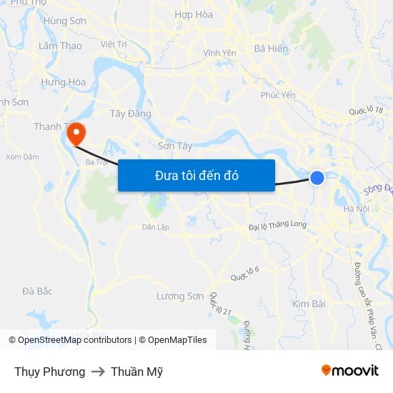 Thụy Phương to Thuần Mỹ map