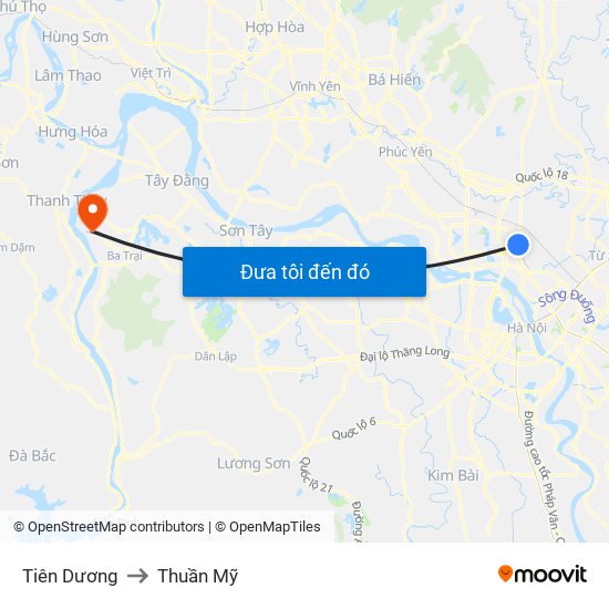 Tiên Dương to Thuần Mỹ map