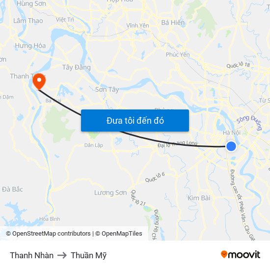 Thanh Nhàn to Thuần Mỹ map