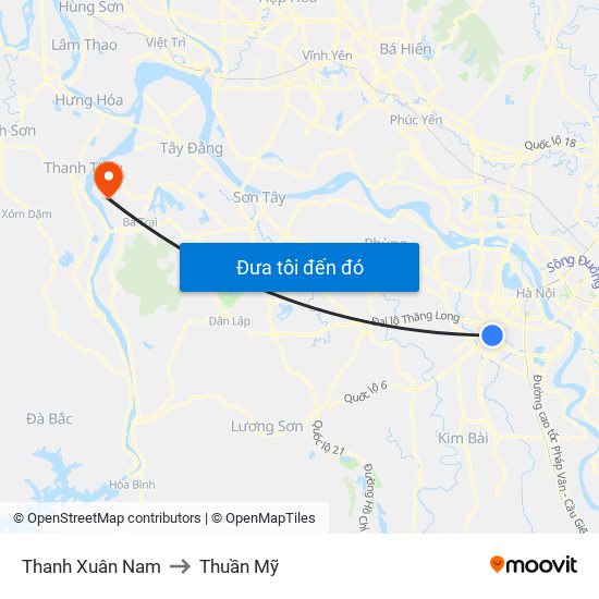 Thanh Xuân Nam to Thuần Mỹ map