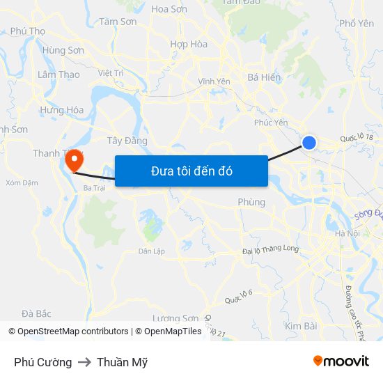 Phú Cường to Thuần Mỹ map