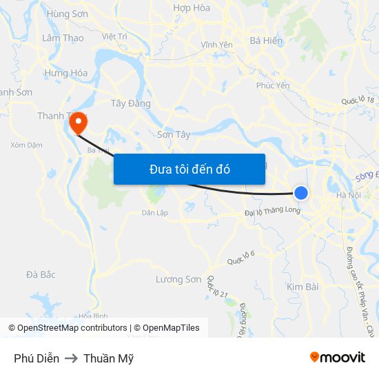 Phú Diễn to Thuần Mỹ map