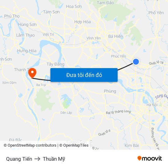 Quang Tiến to Thuần Mỹ map