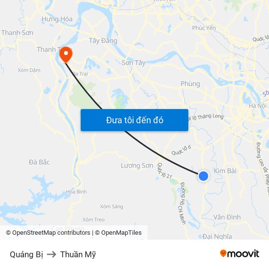 Quảng Bị to Thuần Mỹ map