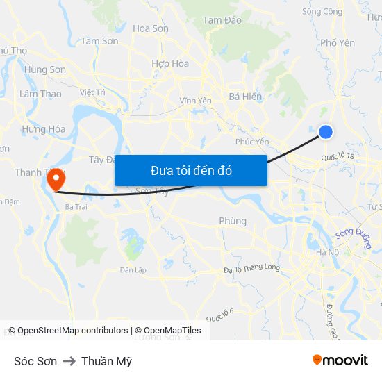 Sóc Sơn to Thuần Mỹ map