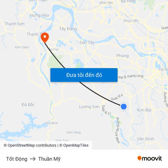 Tốt Động to Thuần Mỹ map