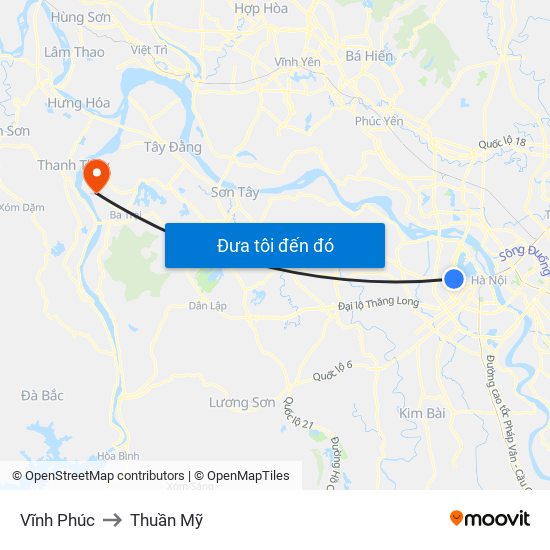 Vĩnh Phúc to Thuần Mỹ map