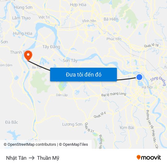 Nhật Tân to Thuần Mỹ map