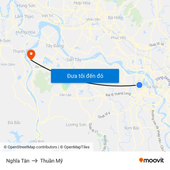 Nghĩa Tân to Thuần Mỹ map