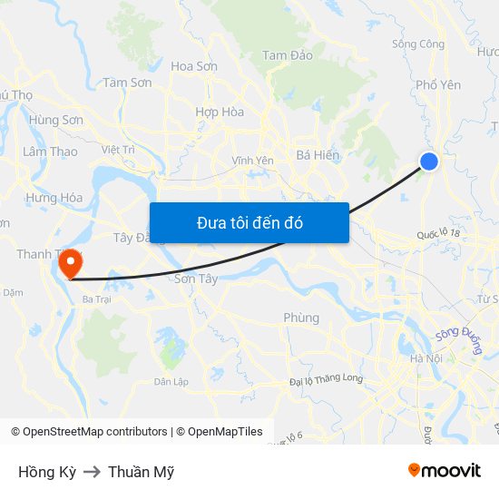 Hồng Kỳ to Thuần Mỹ map