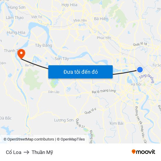 Cổ Loa to Thuần Mỹ map
