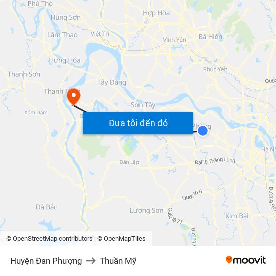 Huyện Đan Phượng to Thuần Mỹ map