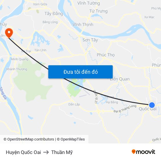 Huyện Quốc Oai to Thuần Mỹ map