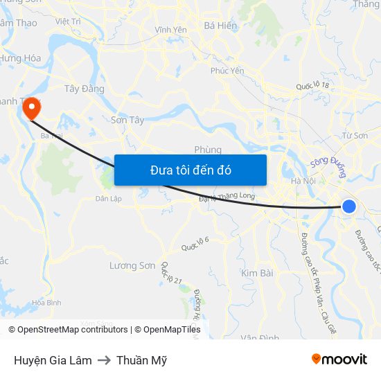 Huyện Gia Lâm to Thuần Mỹ map
