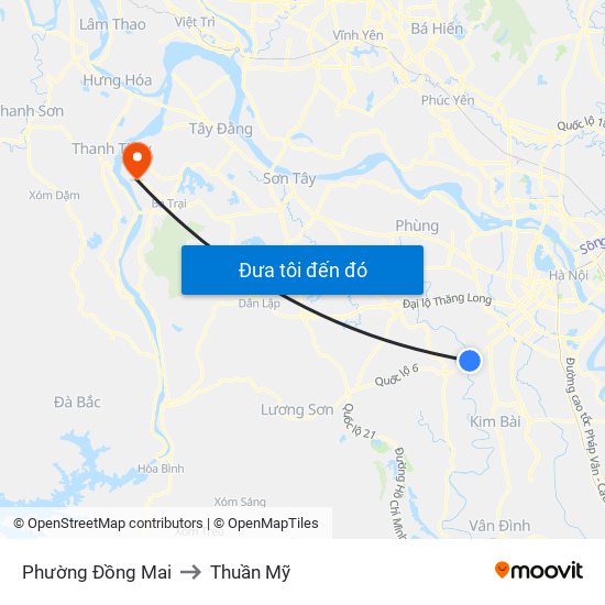 Phường Đồng Mai to Thuần Mỹ map