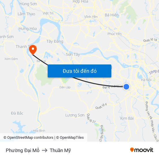 Phường Đại Mỗ to Thuần Mỹ map