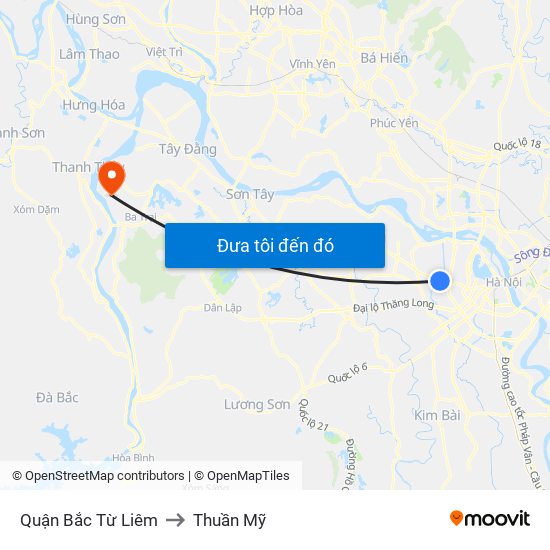 Quận Bắc Từ Liêm to Thuần Mỹ map