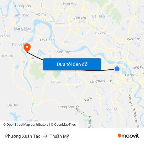 Phường Xuân Tảo to Thuần Mỹ map