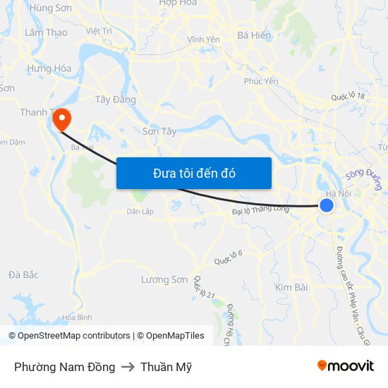 Phường Nam Đồng to Thuần Mỹ map