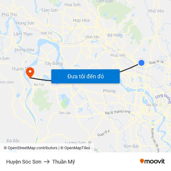 Huyện Sóc Sơn to Thuần Mỹ map