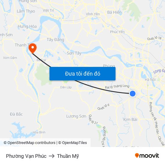 Phường Vạn Phúc to Thuần Mỹ map