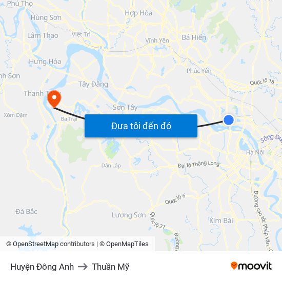 Huyện Đông Anh to Thuần Mỹ map