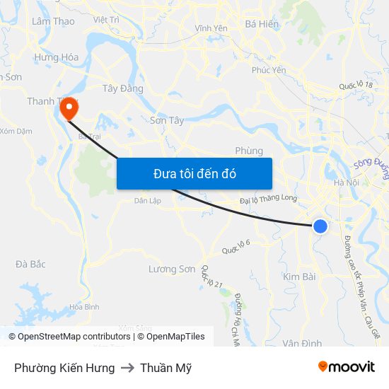 Phường Kiến Hưng to Thuần Mỹ map