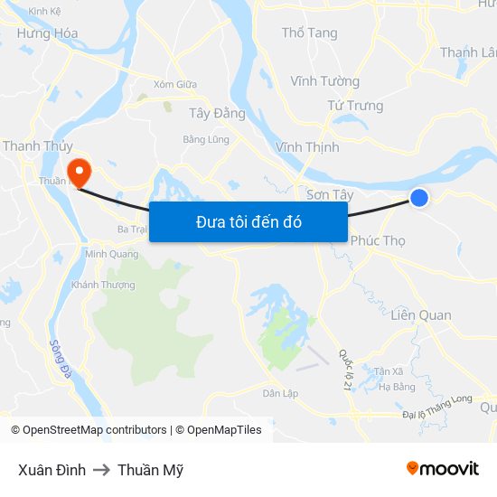 Xuân Đình to Thuần Mỹ map