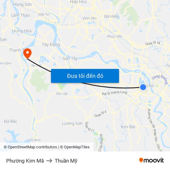 Phường Kim Mã to Thuần Mỹ map