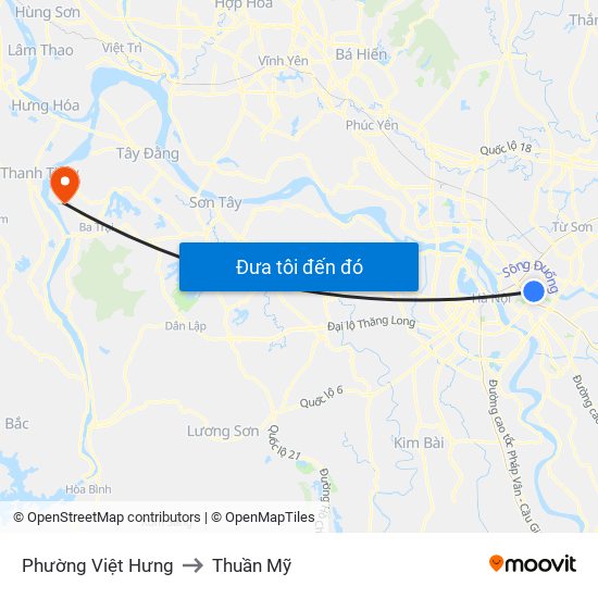 Phường Việt Hưng to Thuần Mỹ map