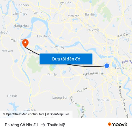 Phường Cổ Nhuế 1 to Thuần Mỹ map