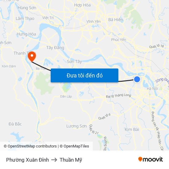 Phường Xuân Đỉnh to Thuần Mỹ map