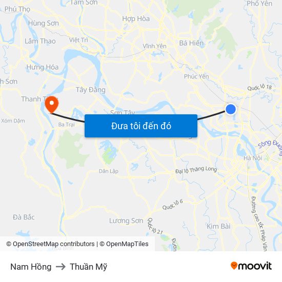 Nam Hồng to Thuần Mỹ map