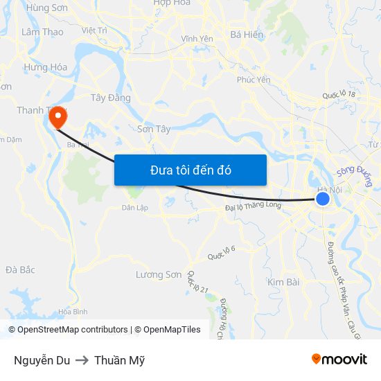 Nguyễn Du to Thuần Mỹ map