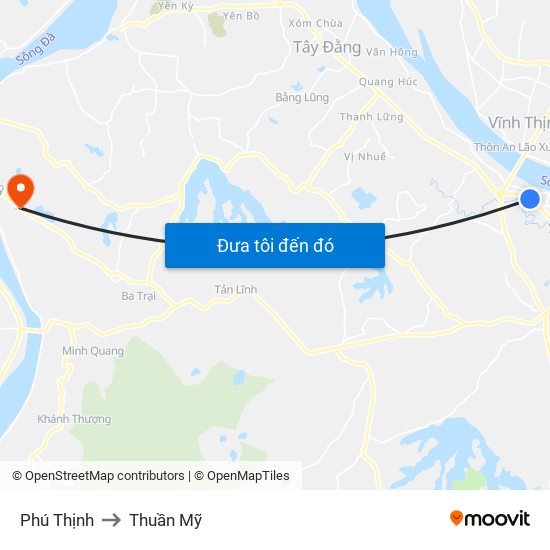Phú Thịnh to Thuần Mỹ map
