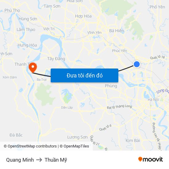 Quang Minh to Thuần Mỹ map